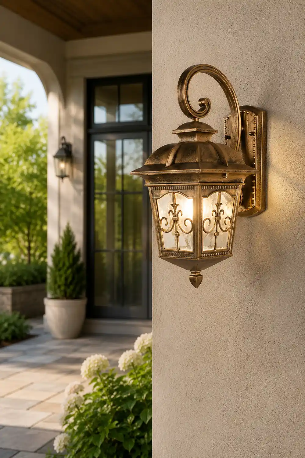 Waterproof Retro Elegant LED Glass European Style Outdoor Wall Lights - Lumpaz