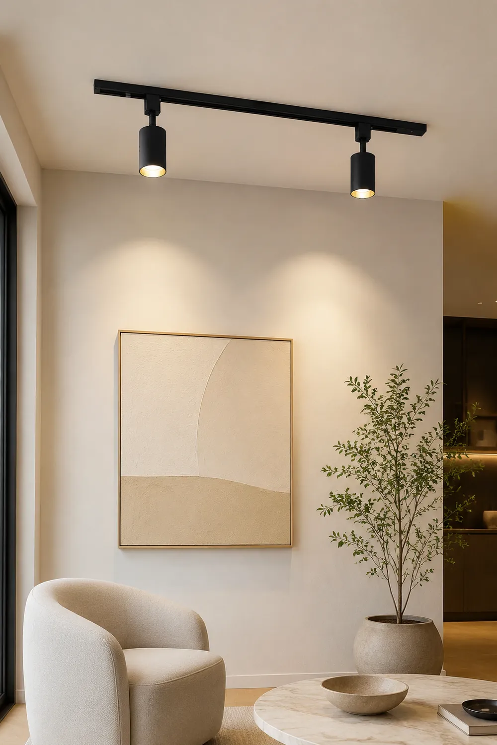 Freja Modern LED Metal Track Spotlight Black/White Living Room - Lumpaz