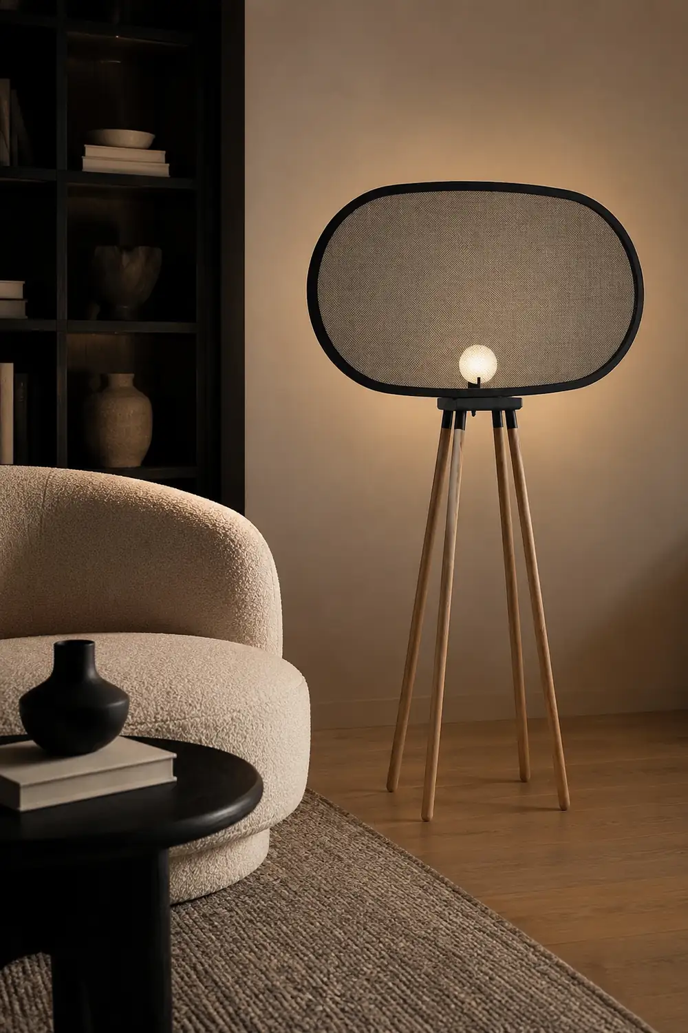 Cooley Modern Design Minimalistic Floor Lamp, Metal & Wood - Lumpaz