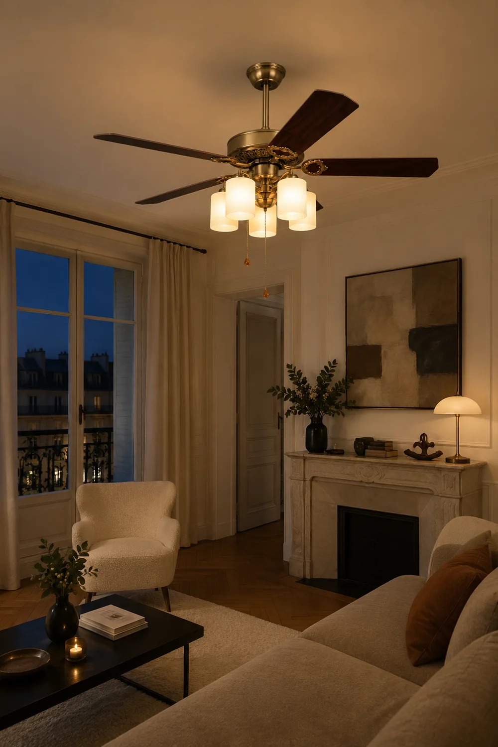 Alessio 5-Blade Rustic DC Ceiling Fan with Light, Brass, 48'' - Lumpaz