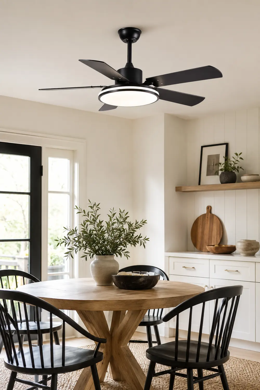 Haydn 5-Blade Modern Black DC Ceiling Fan with Light, Metal & ABS, 52'' - Lumpaz