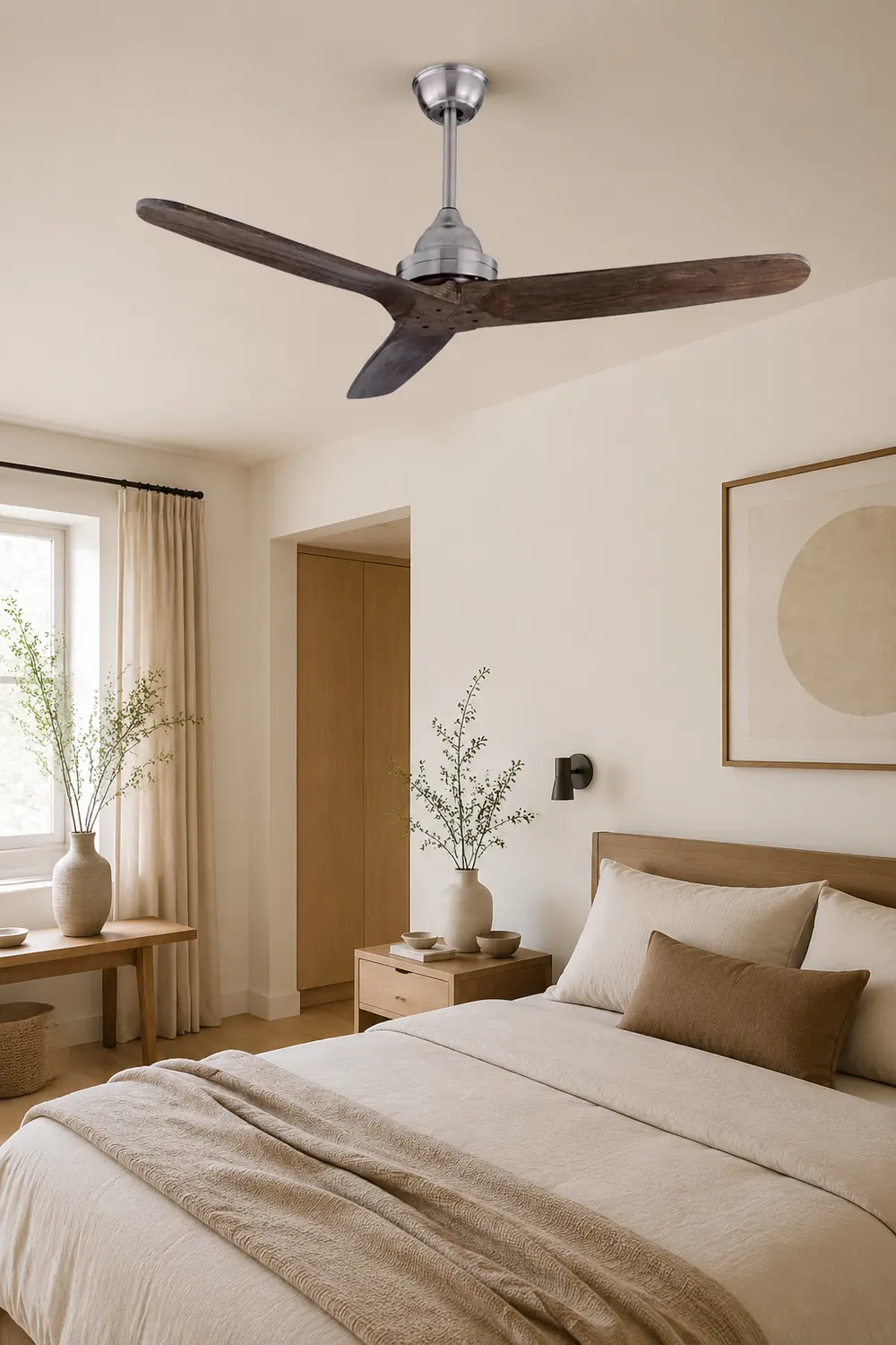 Walters 3-Blade Industrial Black DC Ceiling Fan, Metal & ABS, Summer, 52'' - Lumpaz