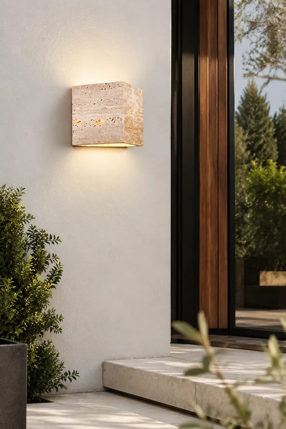 Wabi-Sabi Yellow Travertine LED Wall Sconce - Square/Rectangle - Lumpaz