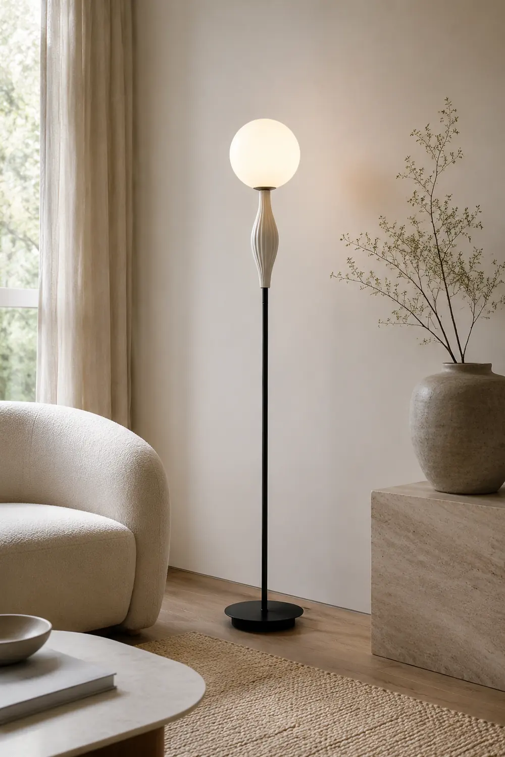 Valentina Floor Lamp Bubble Modern, Metal/Glass, Bedroom - Lumpaz
