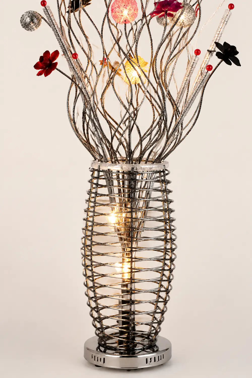Bella Art Deco Flower Vase Silver Metal Floor Lamp - Lumpaz
