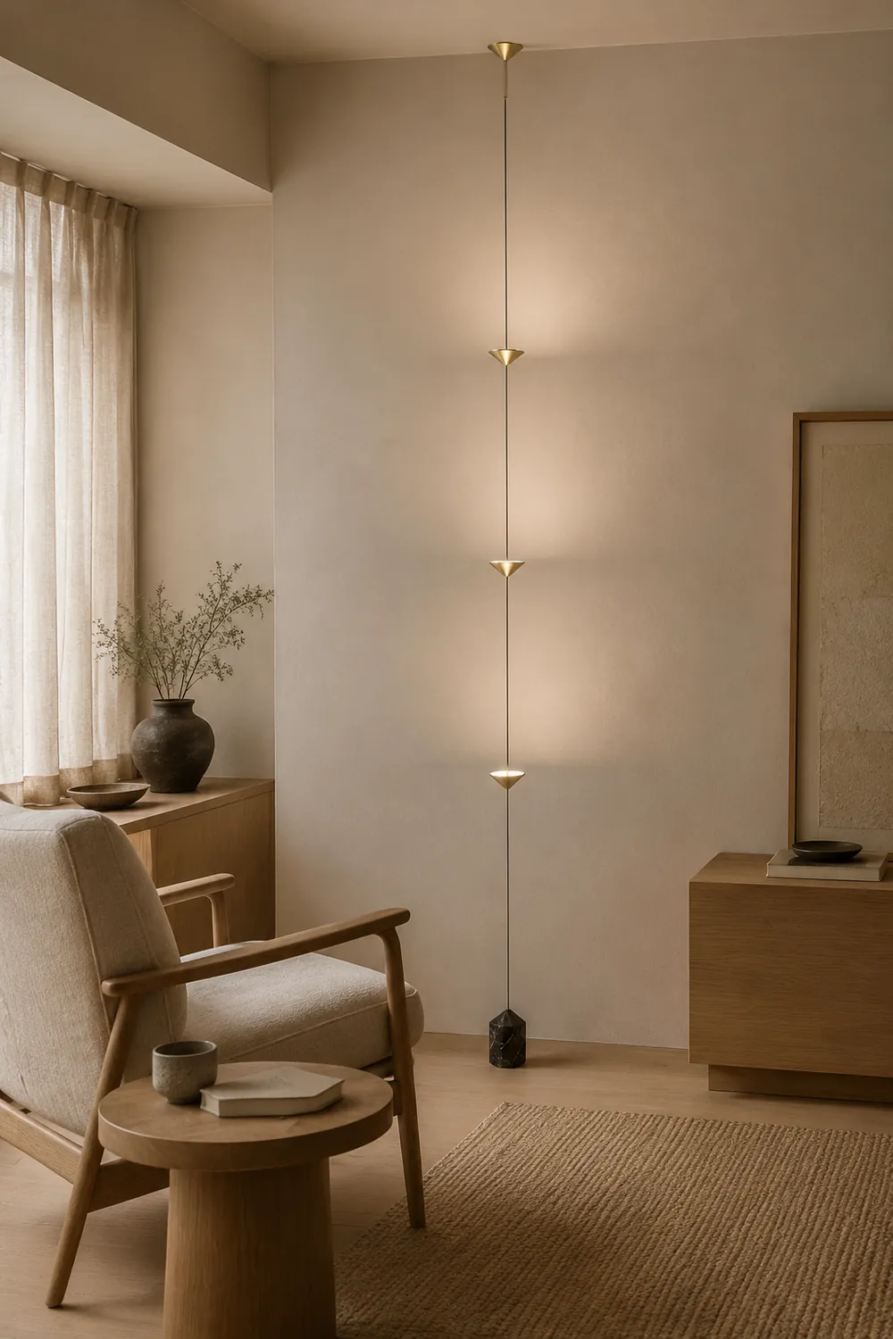 Edge Full-Length Minimalist Linear Floor Lamp, 3 Bulbs - Lumpaz