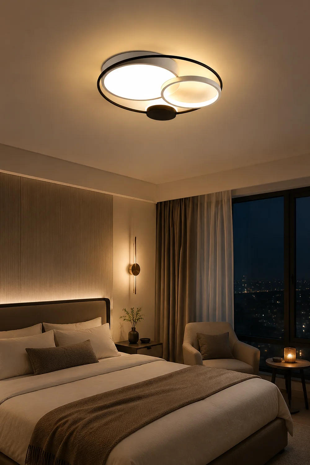 Lacey Modern Circular LED Flush Mount Ceiling Light, Black&White - Lumpaz