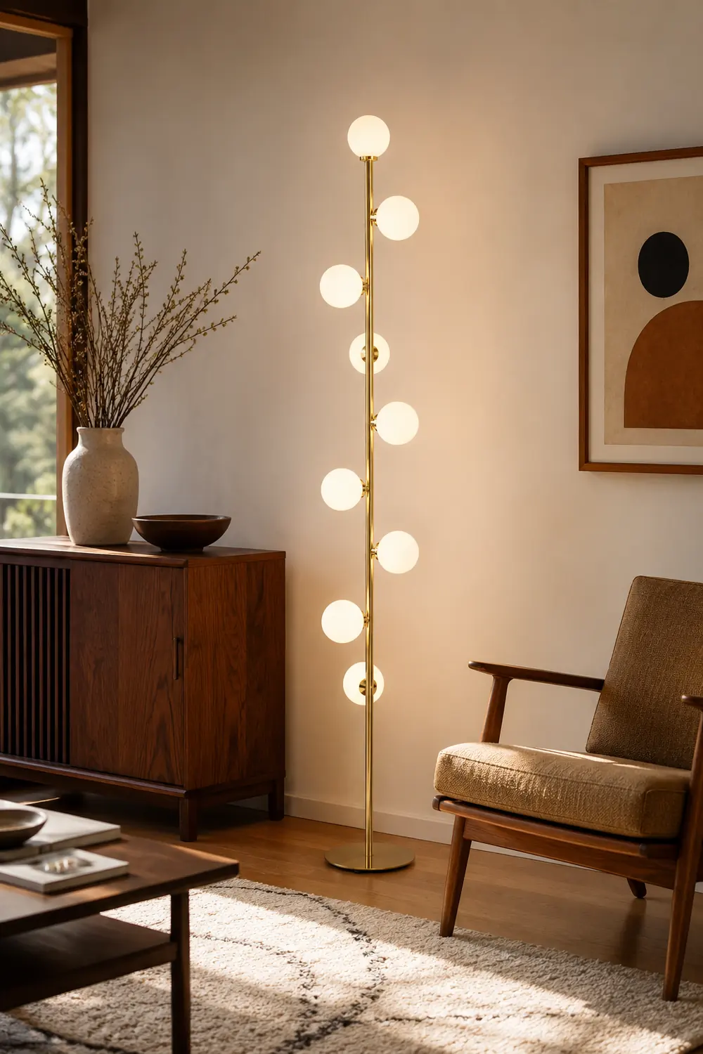 Valentina Globe Glass Slim Floor Lamp, Living Room - Lumpaz