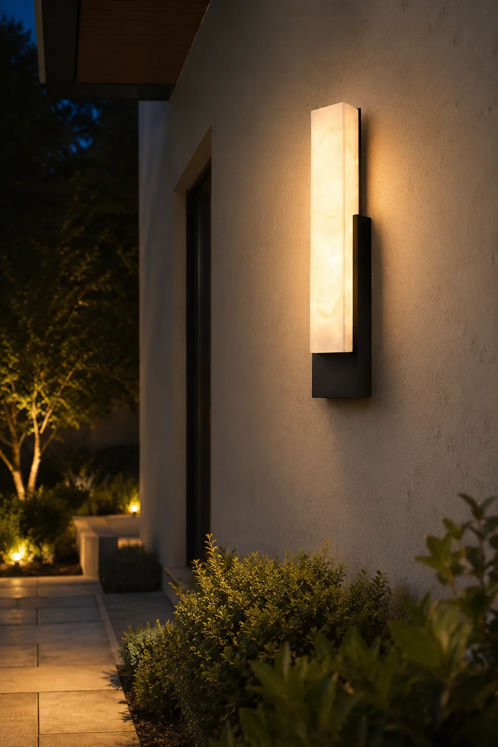 Waterproof Imitation Marble Shade LED Black Modern Outdoor Wall Light复制 - Lumpaz