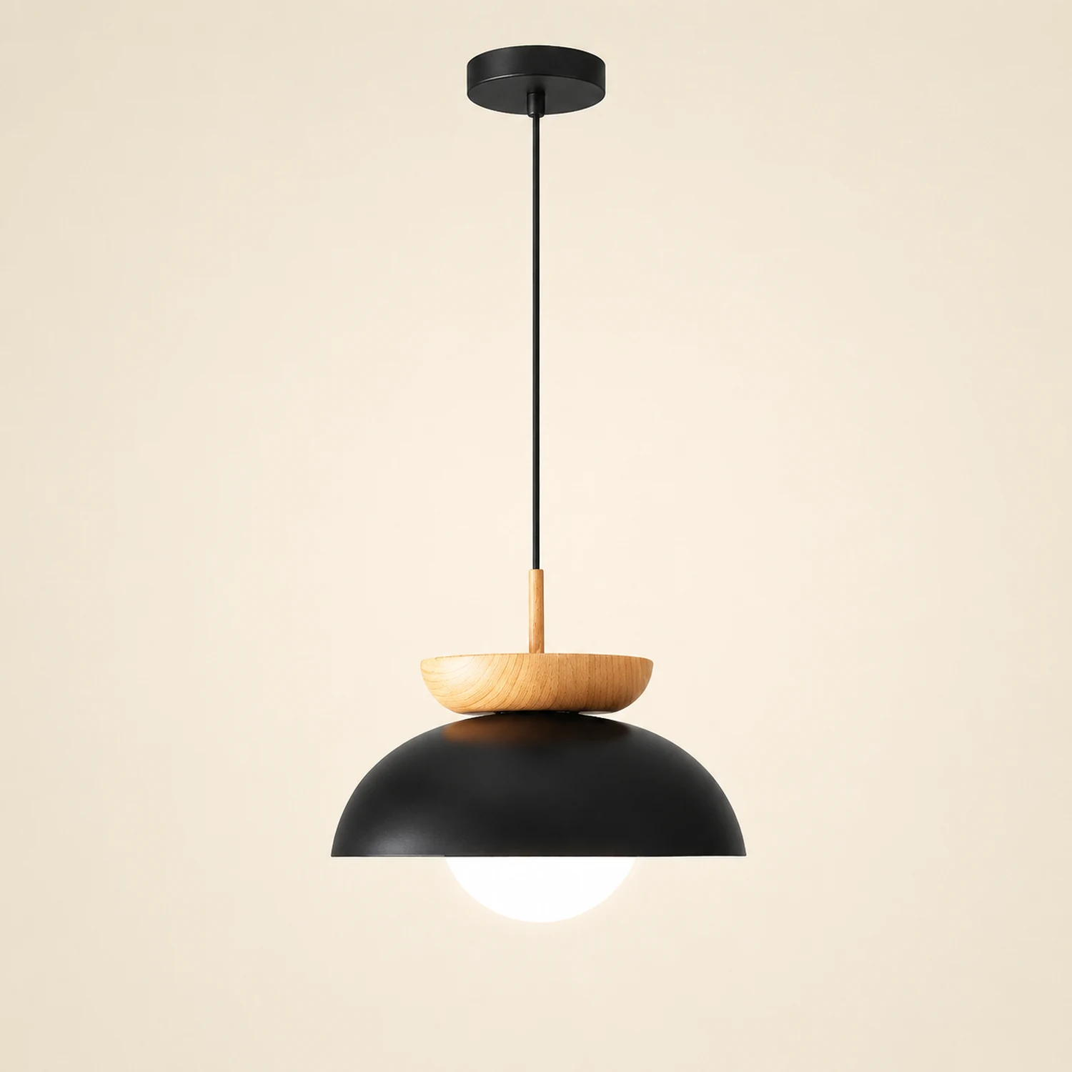 Ozawa Nordic Pendant Lights Wood/Metall Black Kitchen Balcony - Lumpaz