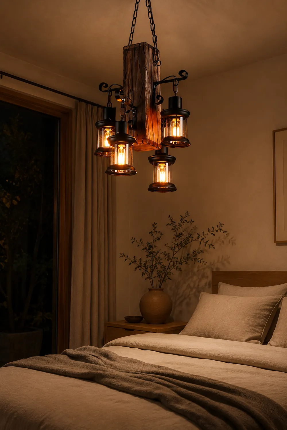 Austin Industrial Lantern Glass/Metal Pendant Light, Black - Lumpaz
