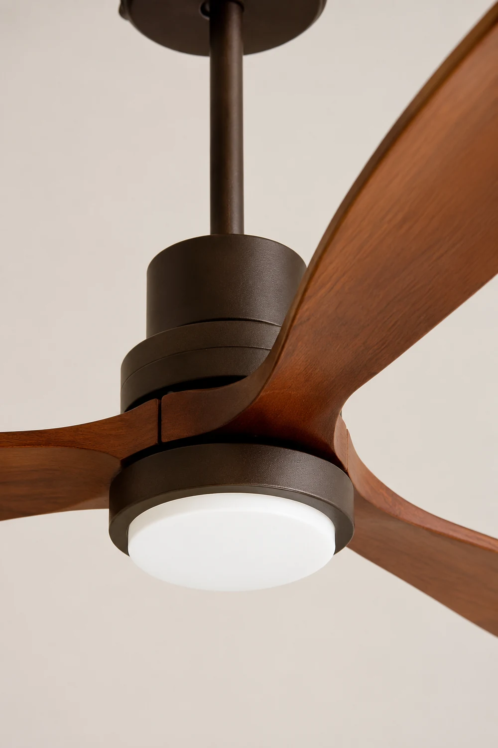 Haydn 3-Blade Modern DC Ceiling Fan Light, Black & Wood, 52'' - Lumpaz