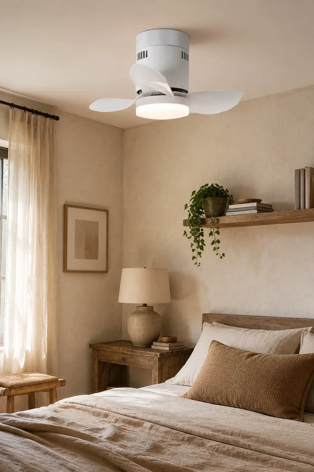 Walters 3-Blade White Ceiling Fan with Light, 2 Color, DIA 23.6'' - Lumpaz