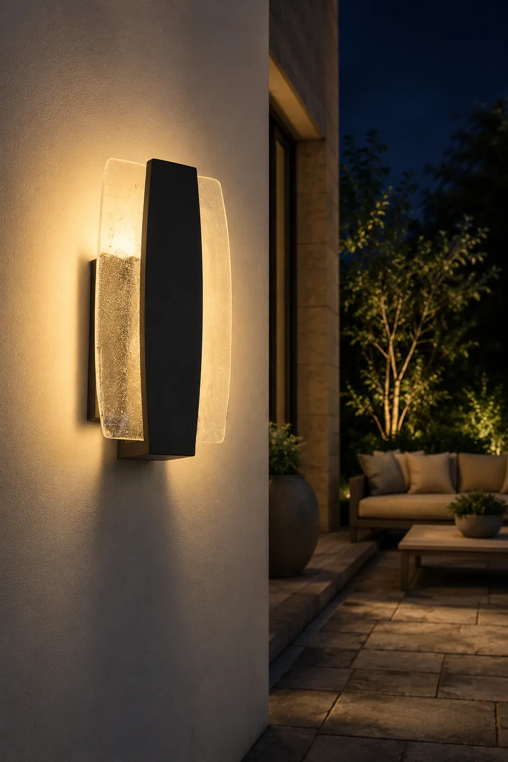 Waterproof LED Handmade Bubbles Glass Black Modern Outdoor Wall Light - Lumpaz