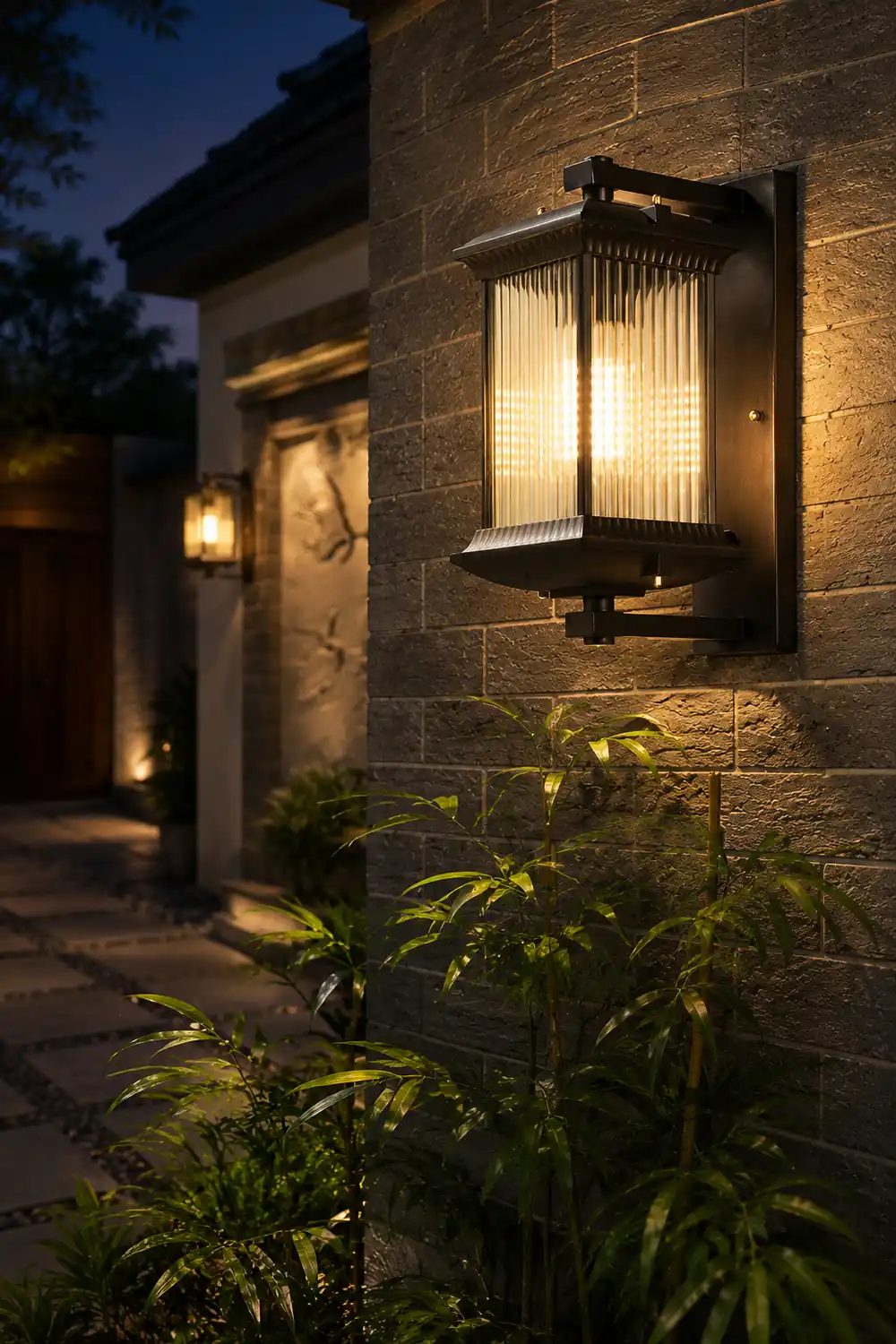 Outdoor Waterproof Creative Glass Shade Brown Retro Exterior Wall Lights - Lumpaz