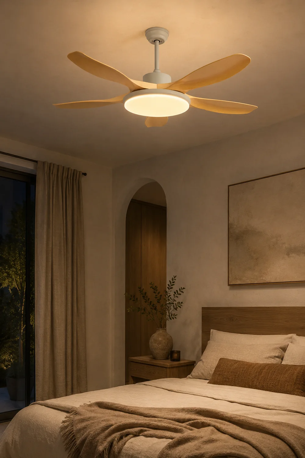 Ozawa 5-Blade Wood DC Ceiling Fan with Light, Summer, 47.2''/51.2''/59.1'' - Lumpaz