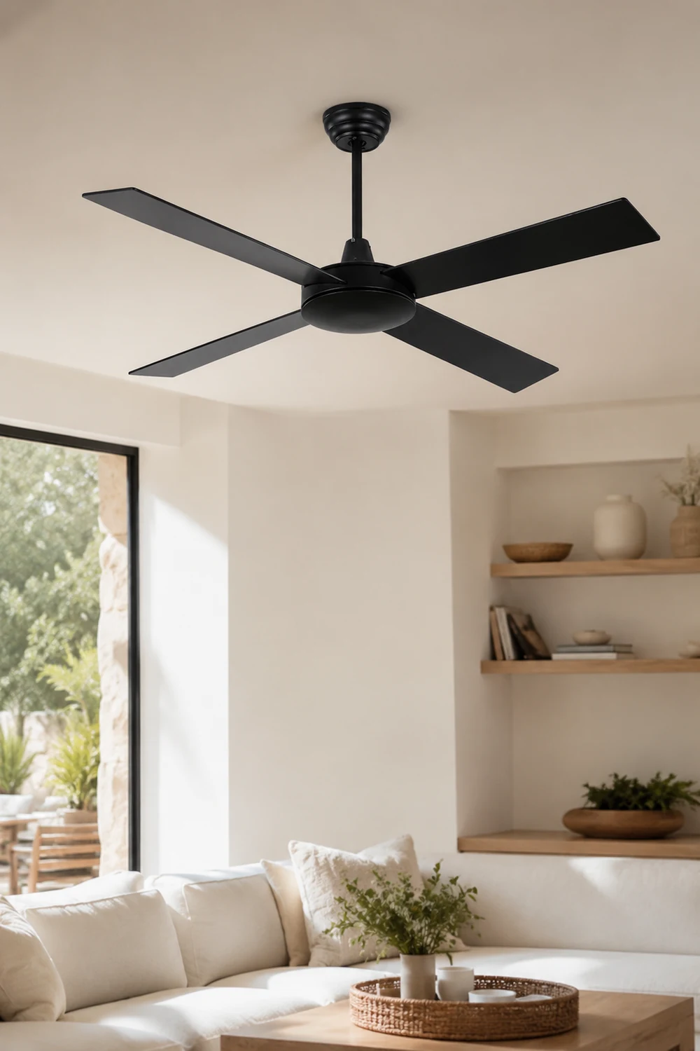 Haydn 4-Blade Industrial Black DC Ceiling Fan, Summer, 47'' - Lumpaz