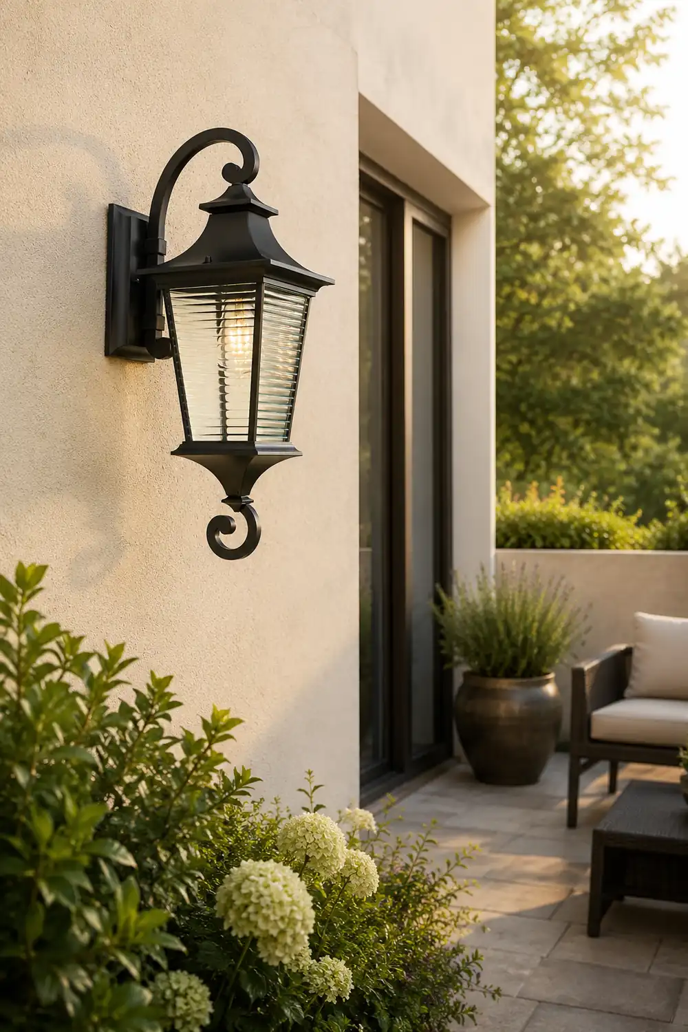 Retro Waterproof Creative Stripes Glass Shade Modern Outdoor Wall Light - Lumpaz