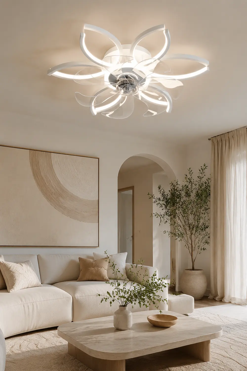 Lacey Ceiling Fan with Light, 4 Style, L 21" Living Room - Lumpaz
