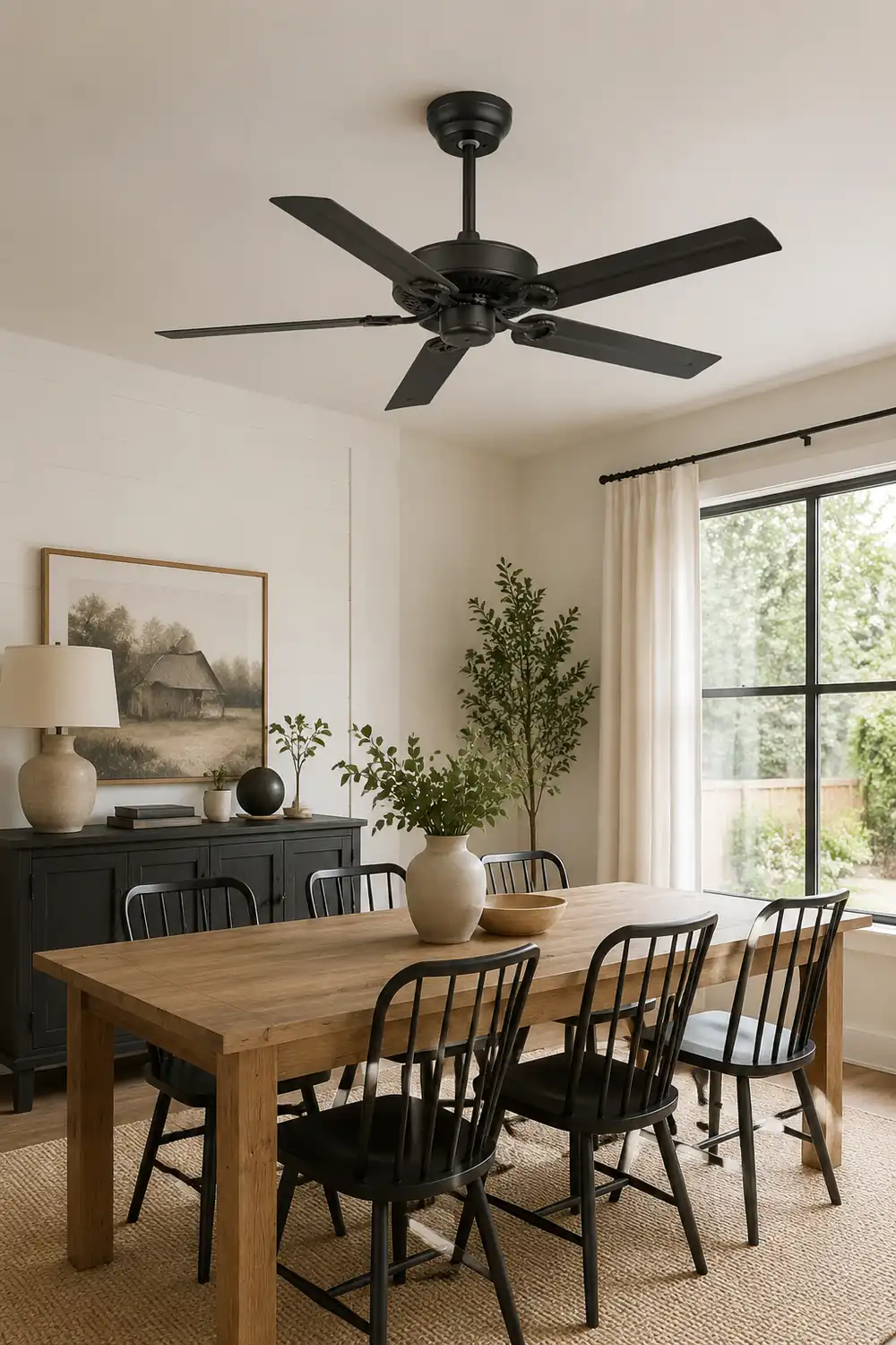 Alessio 5-Blade Industrial  DC Ceiling Fan, Black, Summer, 51'' - Lumpaz