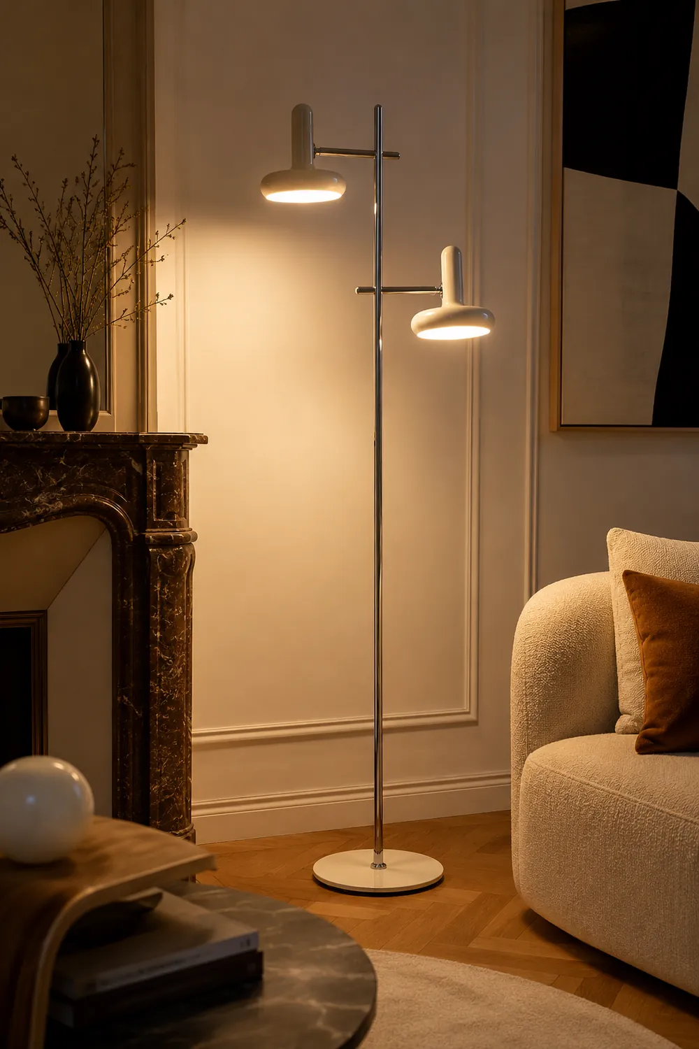 Carins Modern Nordic Minimalist Metal Rotable Floor Lamp, White - Lumpaz