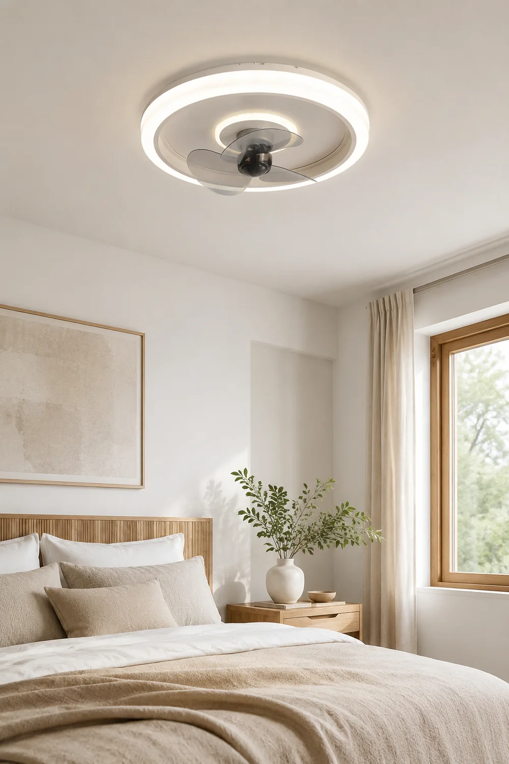 Edge 2-Light Ring Ceiling Fan with Light, 4 Color, DIA 20" - Lumpaz