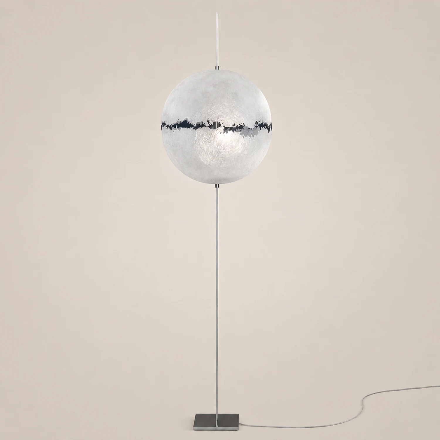 Elif Modern Moon Globe Metal Resinn Floor Lamp, Gold/Silver - Lumpaz