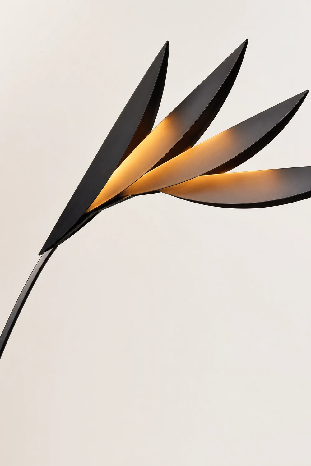 Clifford Modern Leaf Floor Lamp, Black, Metal, Living Room - Lumpaz