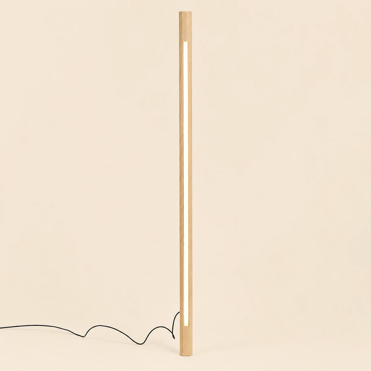 Ozawa Minimalist Linear Floor Lamp, Wood/Acrylic, Living Room - Lumpaz