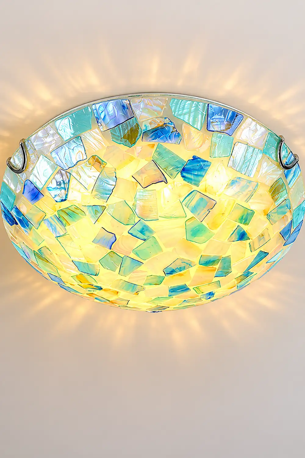 Morandi Modern Semi-Globe Metal/Shell LED Flush Mount Ceiling Light White/Blue/Orange - Lumpaz