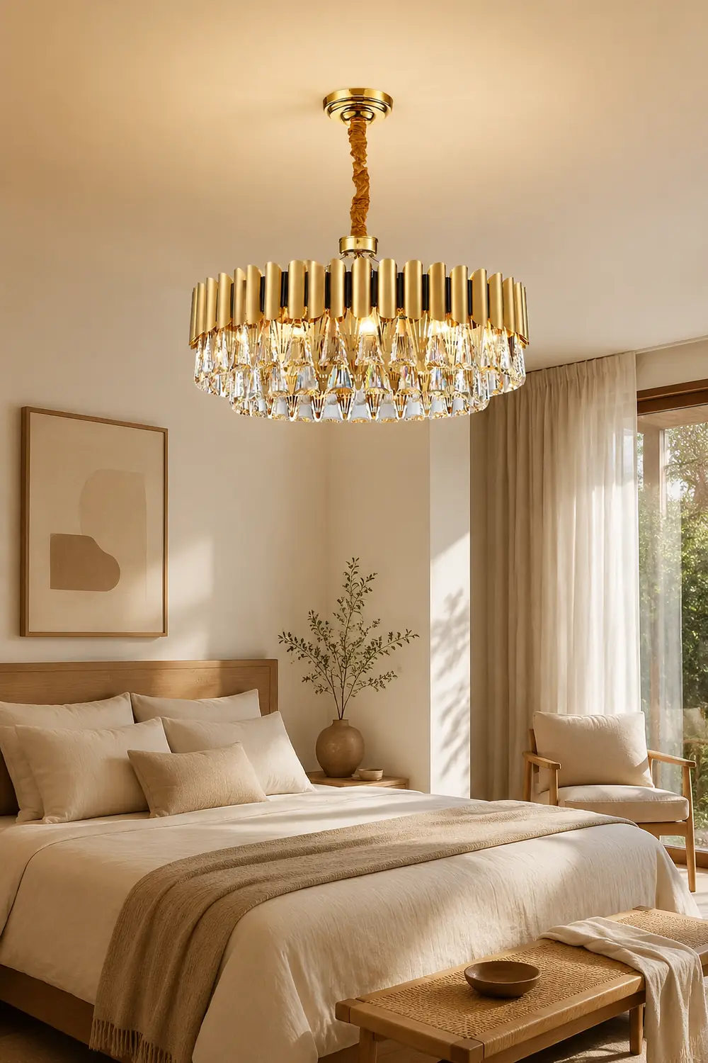 Marilyn Postmodern Nordic Round Gold Crystal Chandelier - Lumpaz