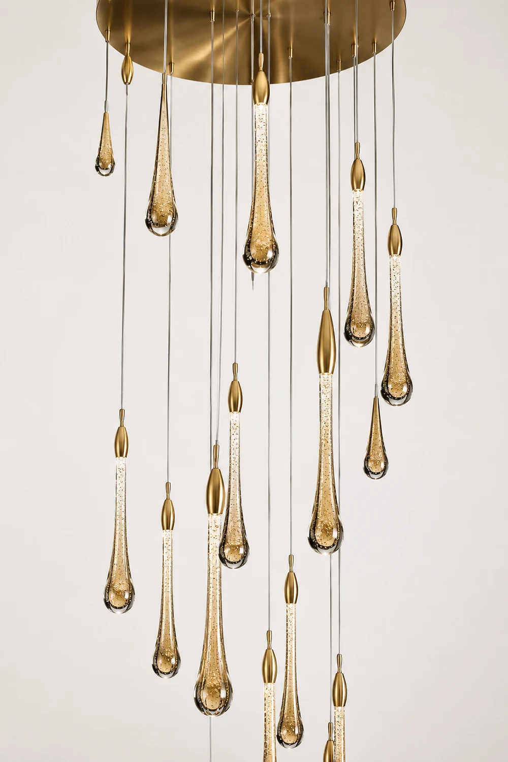 Hailie Modern Teardrop Metal Crystal Chandelier Gold Corridor - Lumpaz