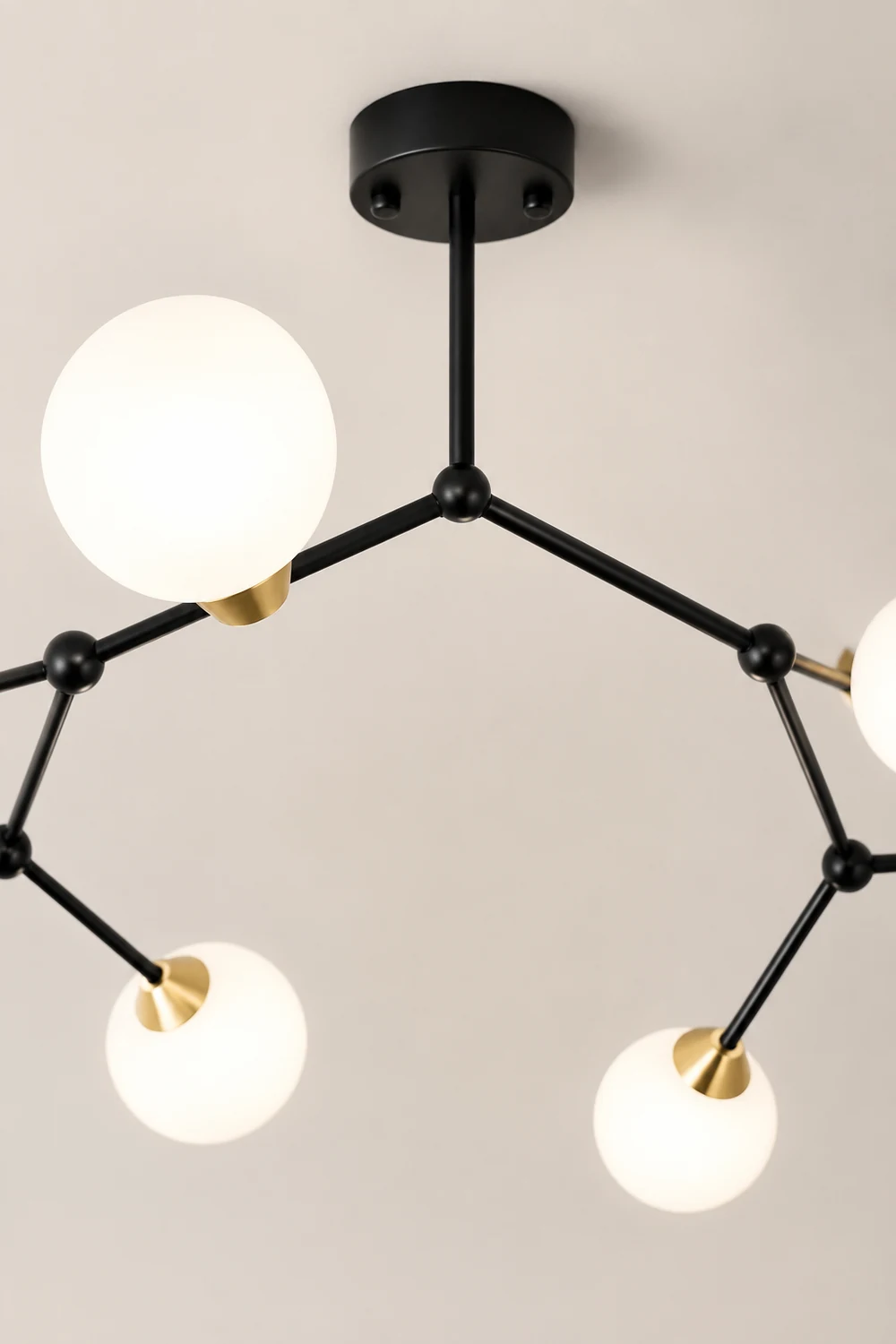 Valentina Modern Glass Bubble Chandelier Bedroom, Black/Gold - Lumpaz