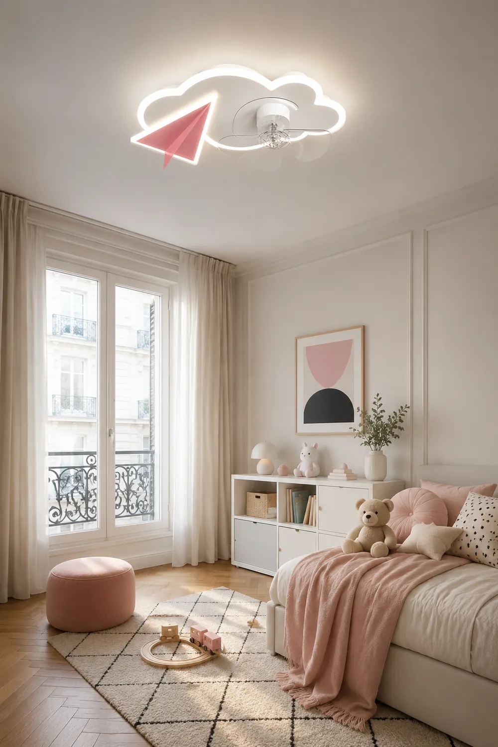 Minori Cloud & Plane Ceiling Fan With Light, 2 Colors, L 20.8''/22.8" - Lumpaz