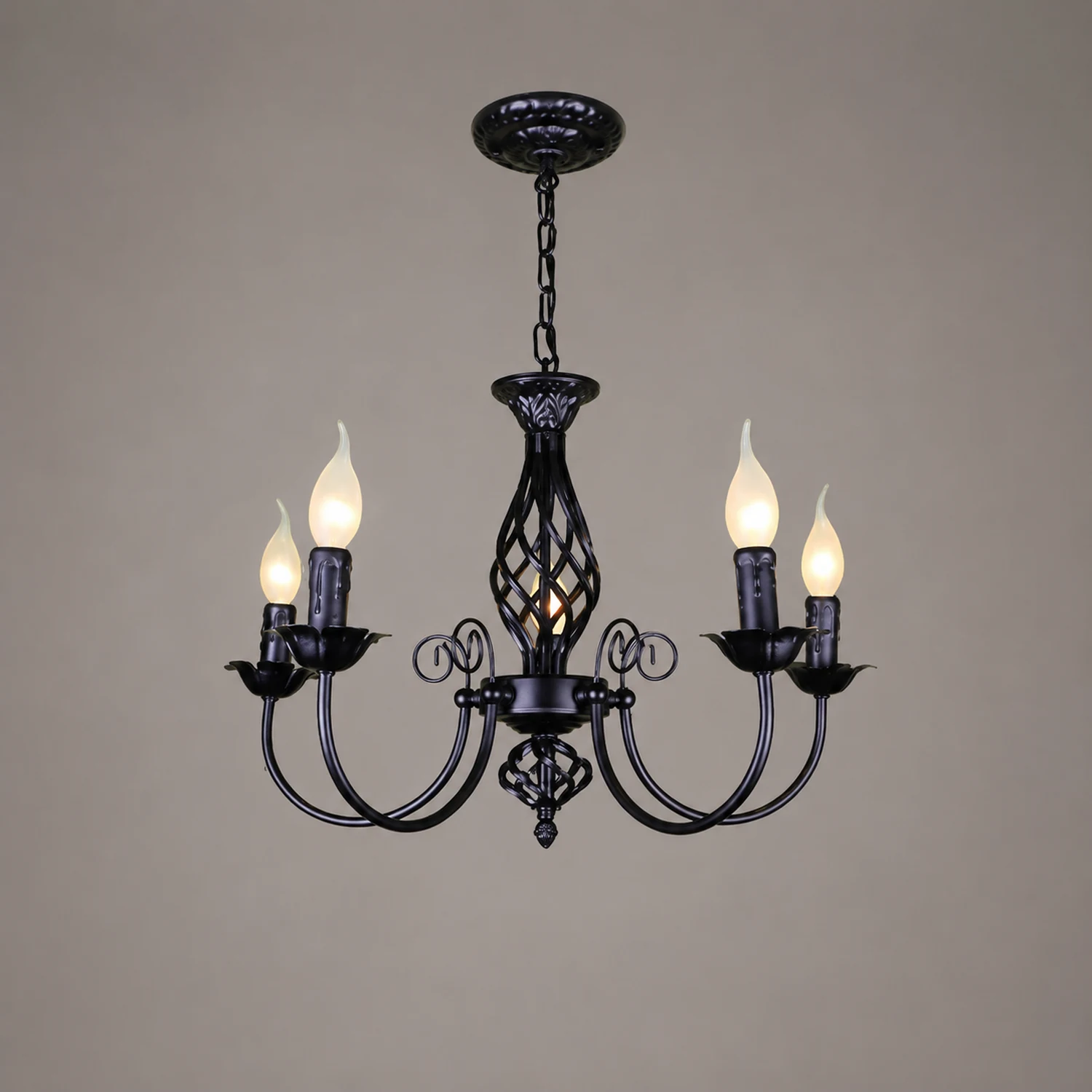 Silva Pendant Light Candle Retro, Metal/Glass, Black/White, Restaurant - Lumpaz