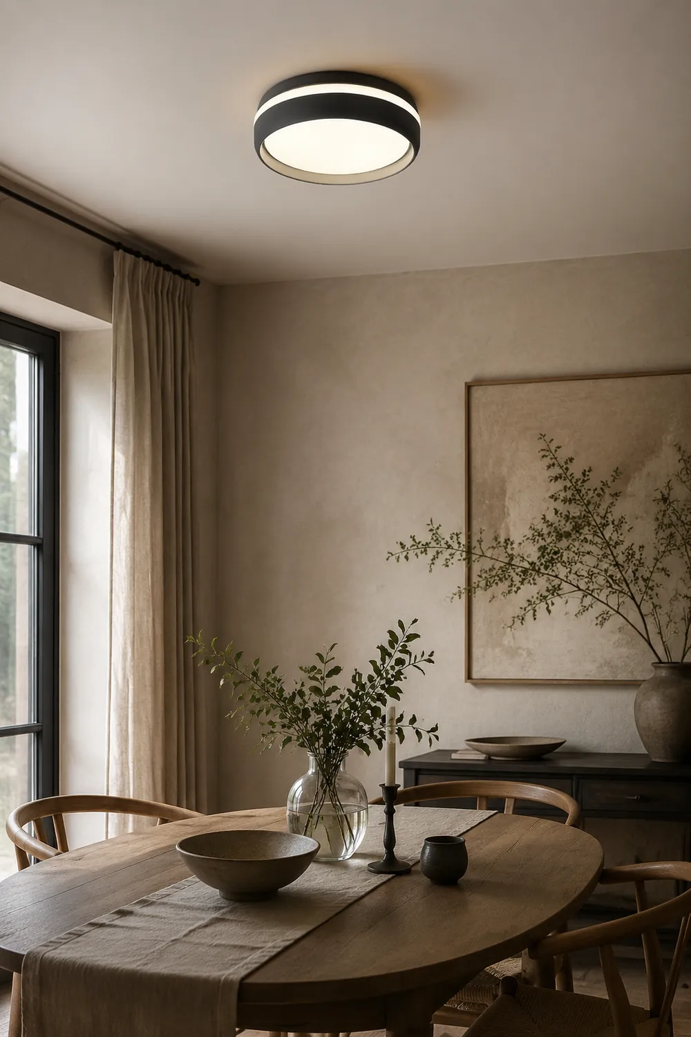 Quinn Flush Mount Ceiling Light Black/White - Lumpaz