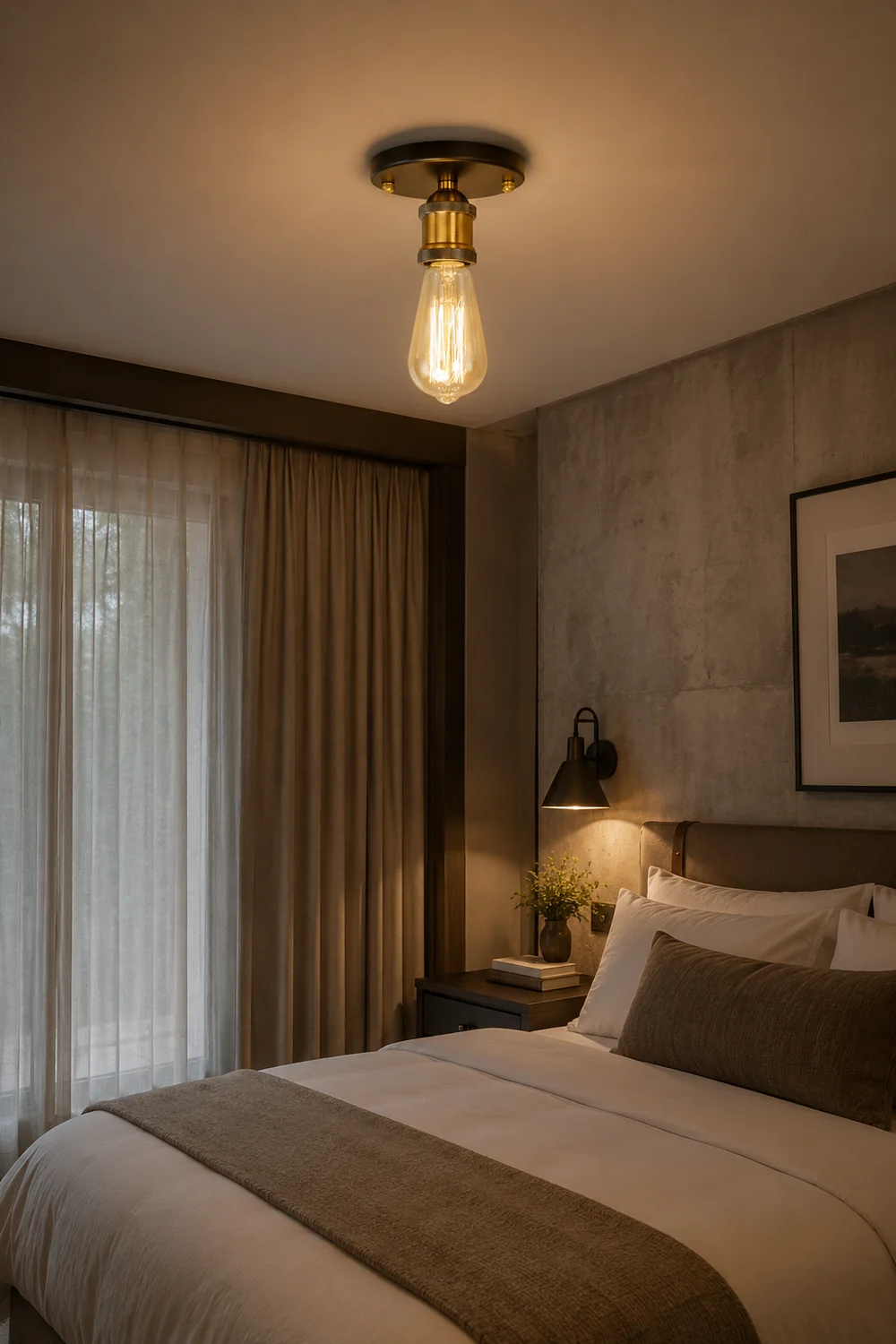 Alessio Retro Vintage Bulb Semi-Flush Mount Ceiling Light - Lumpaz
