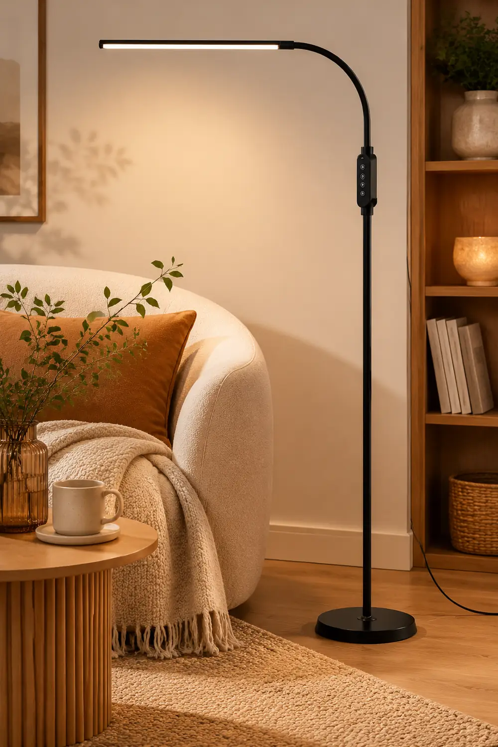Eryn Floor Lamp Bendable/Adjustable Modern, Metal, Black, Reading - Lumpaz