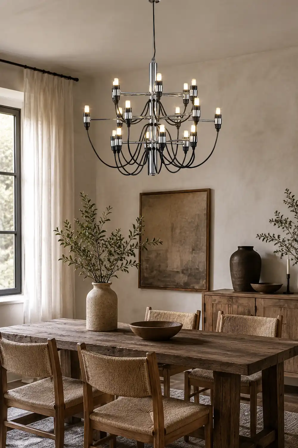 Alessio Retro Linear Metal Chandelier, Black - Lumpaz