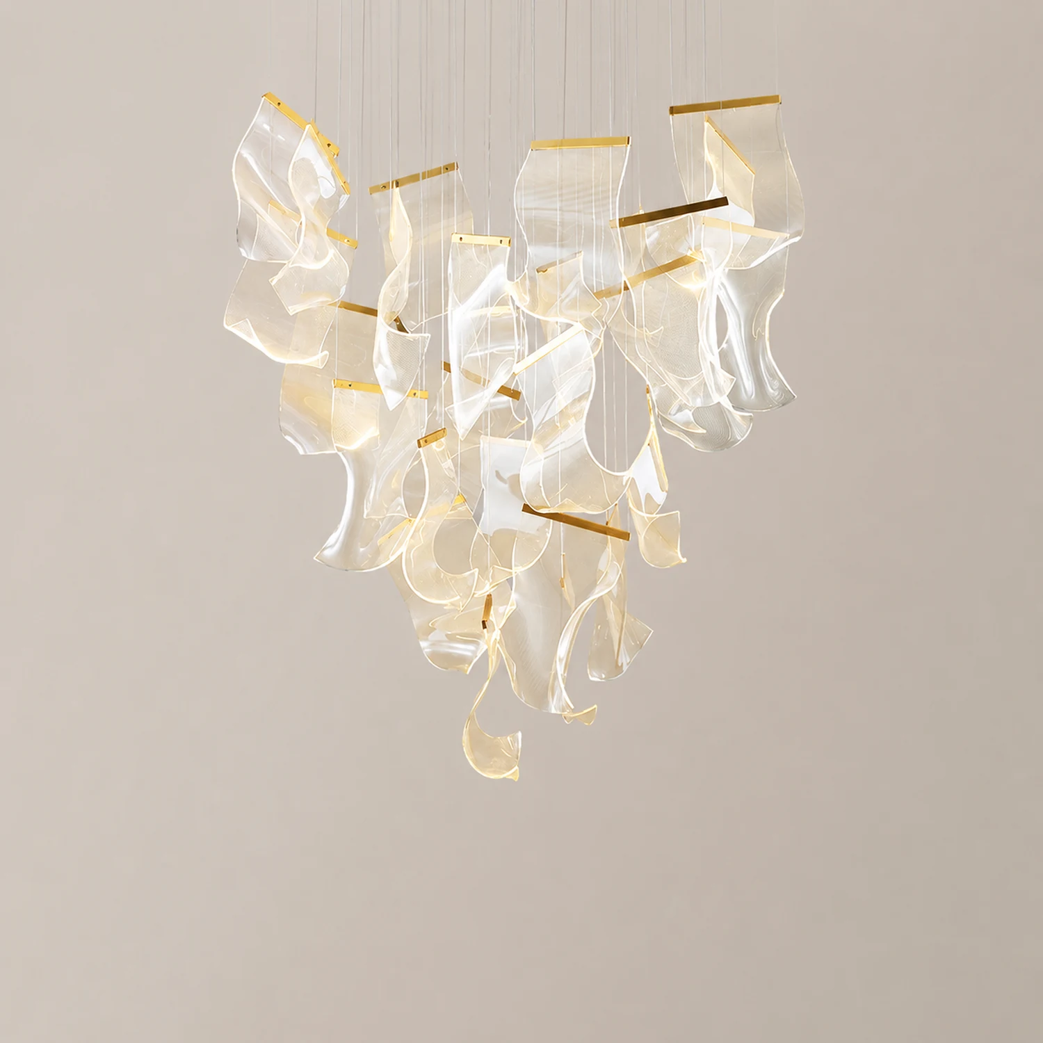 Marylin Artistic Acrylic Silk Chandelier, Gold - Lumpaz