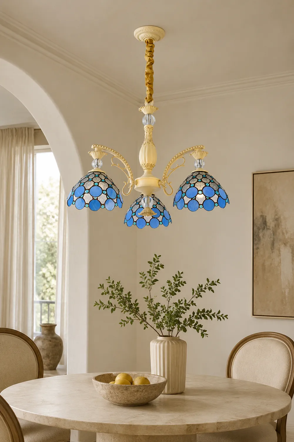 Alessio Mediterranean Branch Glass/Metal Chandelier, Blue - Lumpaz