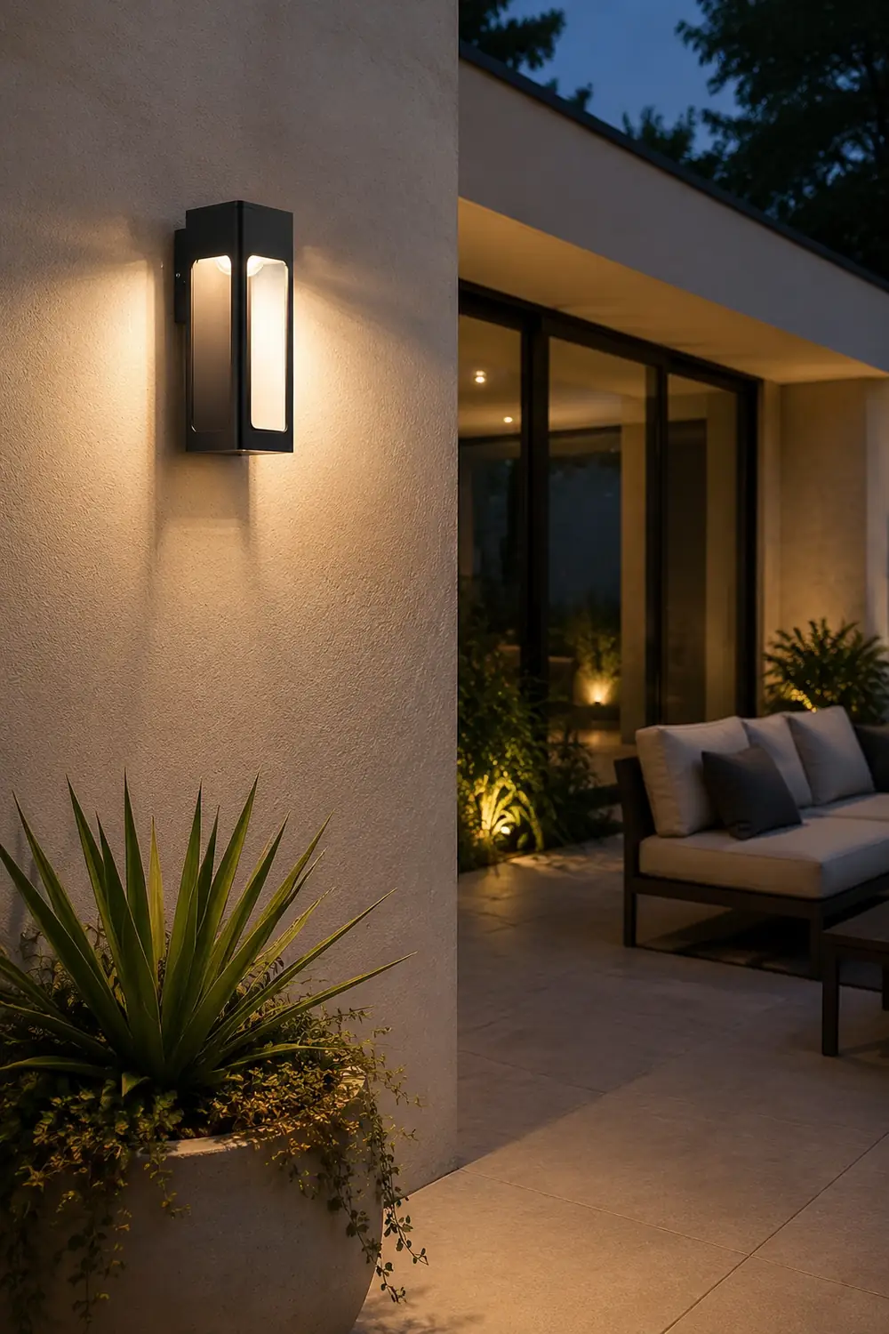 Rectangular IP65 LED Black Modern Outdoor Wall Sconce - Lumpaz