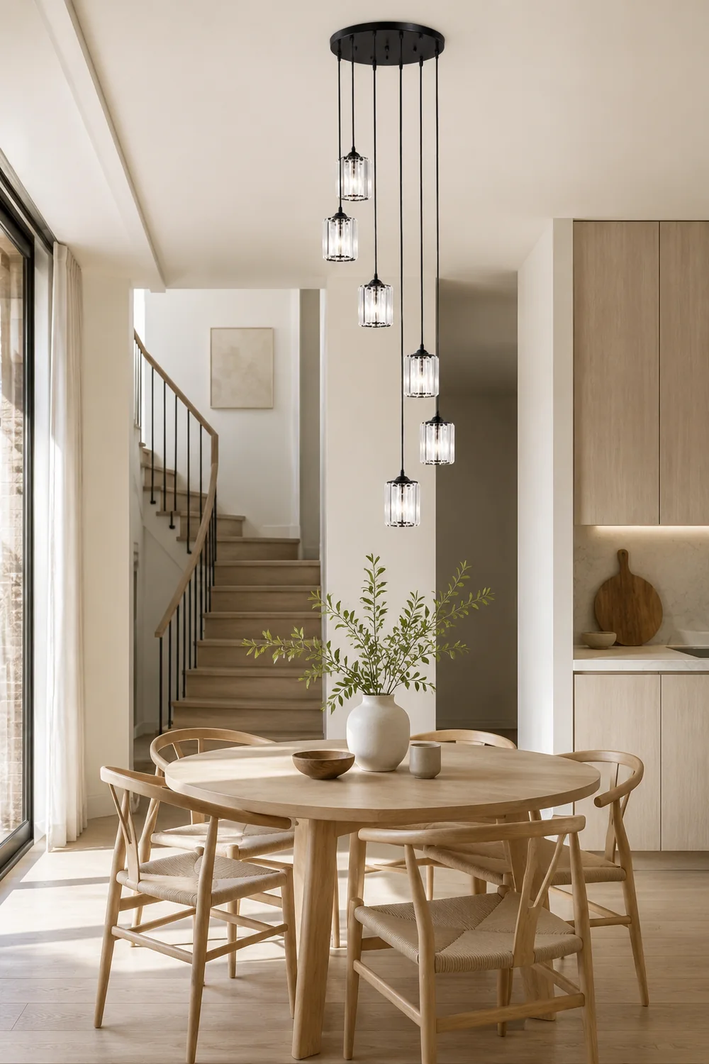 Kristy Modern Minimalist Metal/Glass Chandelier Black Living Room - Lumpaz
