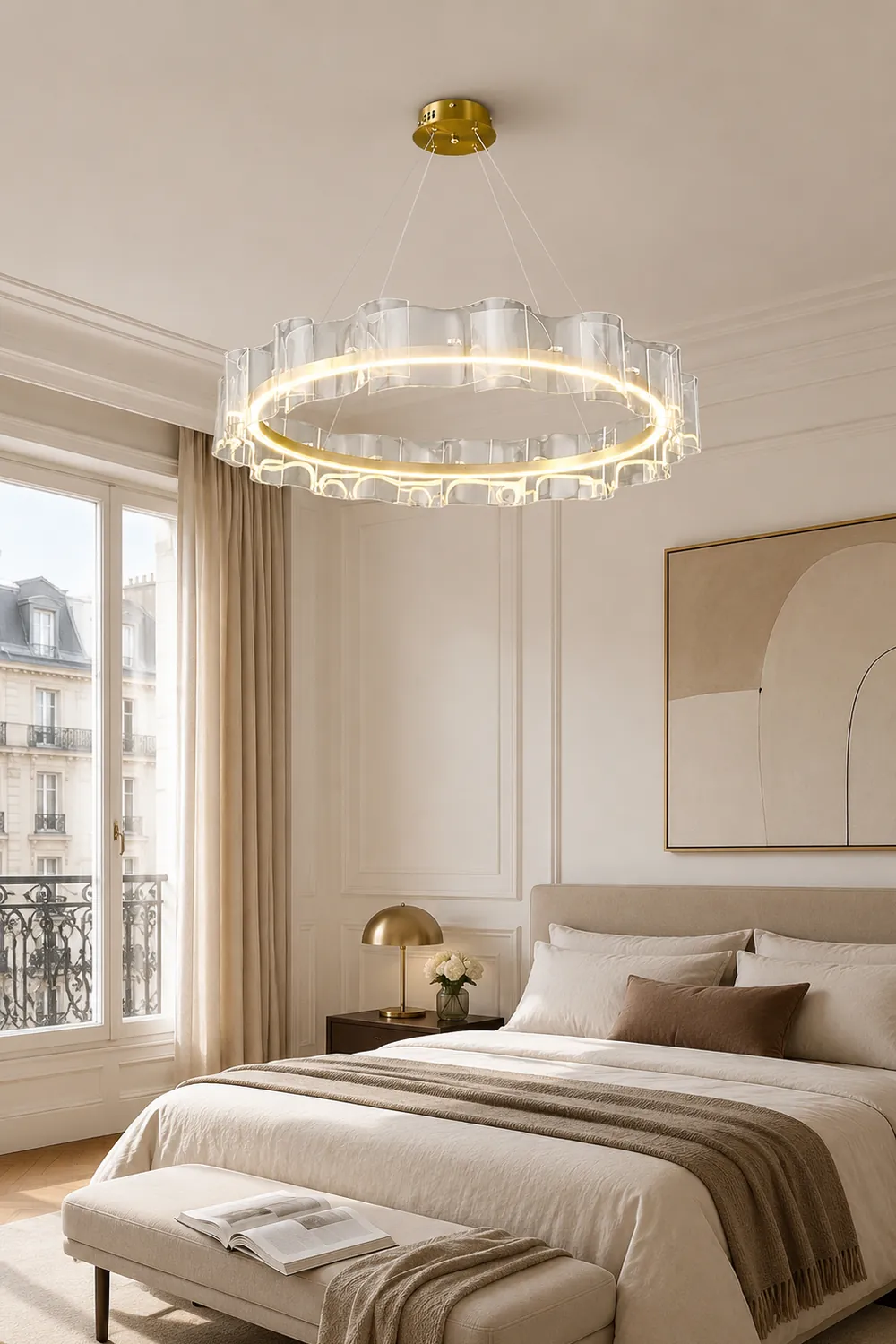 Evette Creative Ring Metal/Arcylic Pendant Light, Gold - Lumpaz