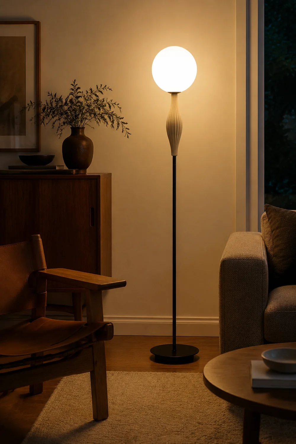 Valentina Floor Lamp Bubble Modern, Metal/Glass, Bedroom - Lumpaz