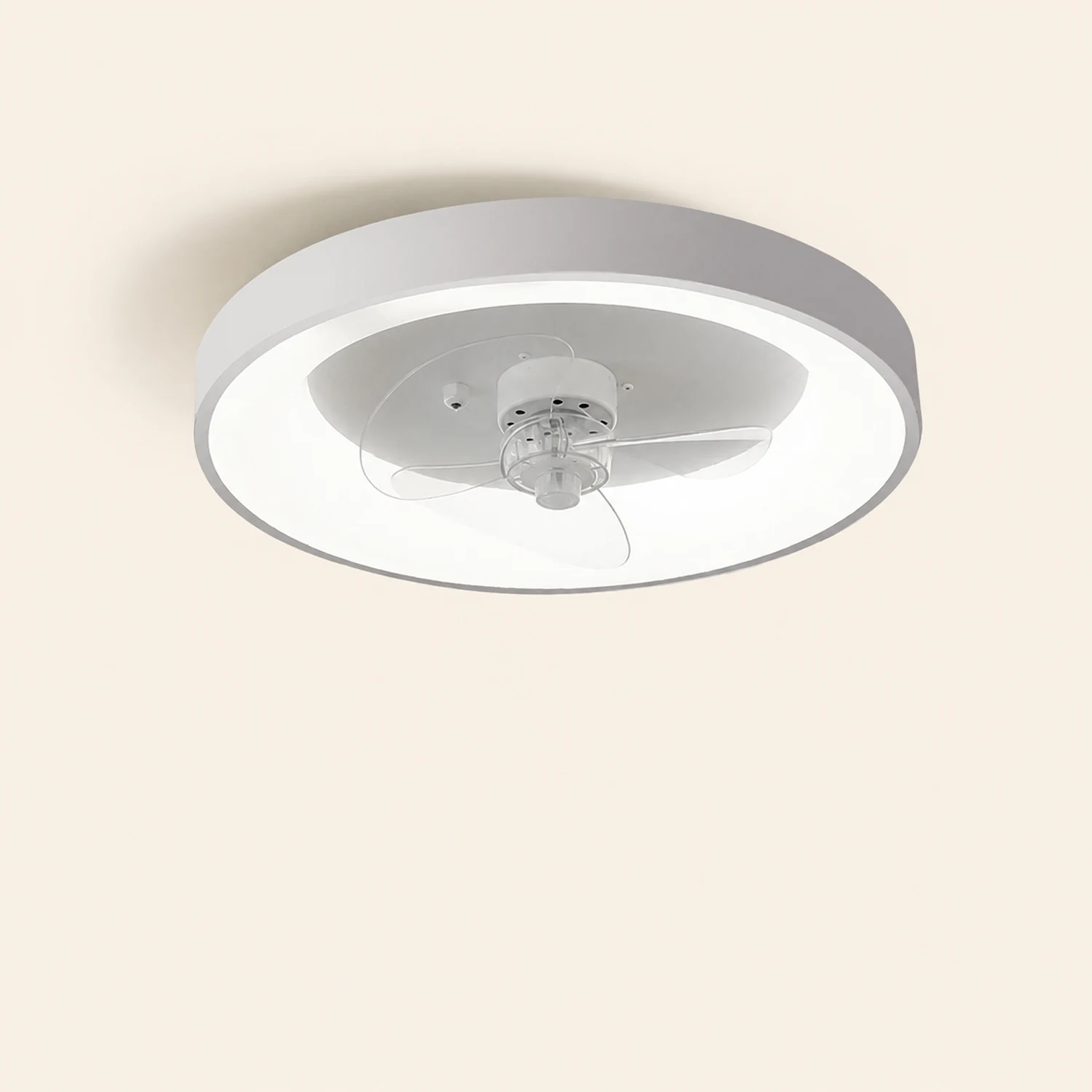Quinn White Ceiling Fan with Light, Study/Bedroom - Lumpaz