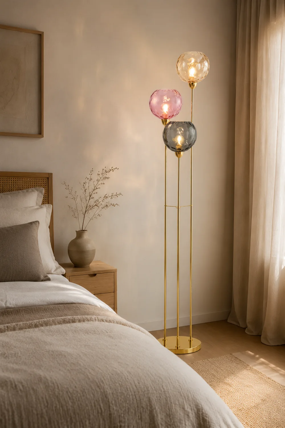 Hailie Designer Bubble Floor Lamp, Metal/Glass - Lumpaz