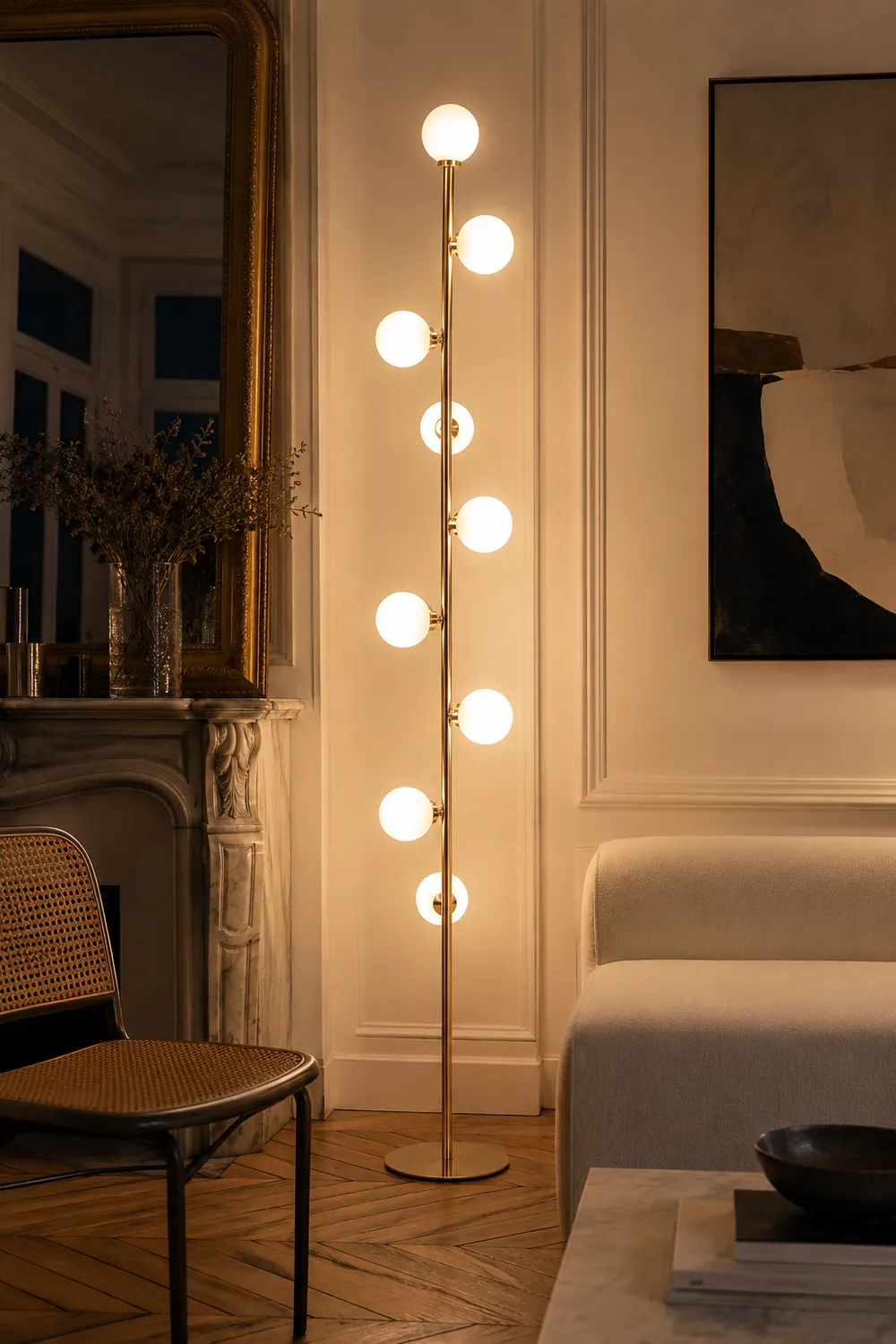 Valentina Globe Glass Slim Floor Lamp, Living Room - Lumpaz