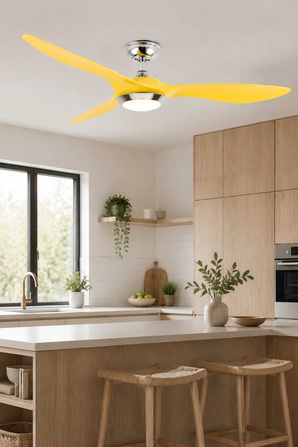 Garner 3-Blade Black & Yellow Ceiling Fan with Light, DIA 52'' - Lumpaz