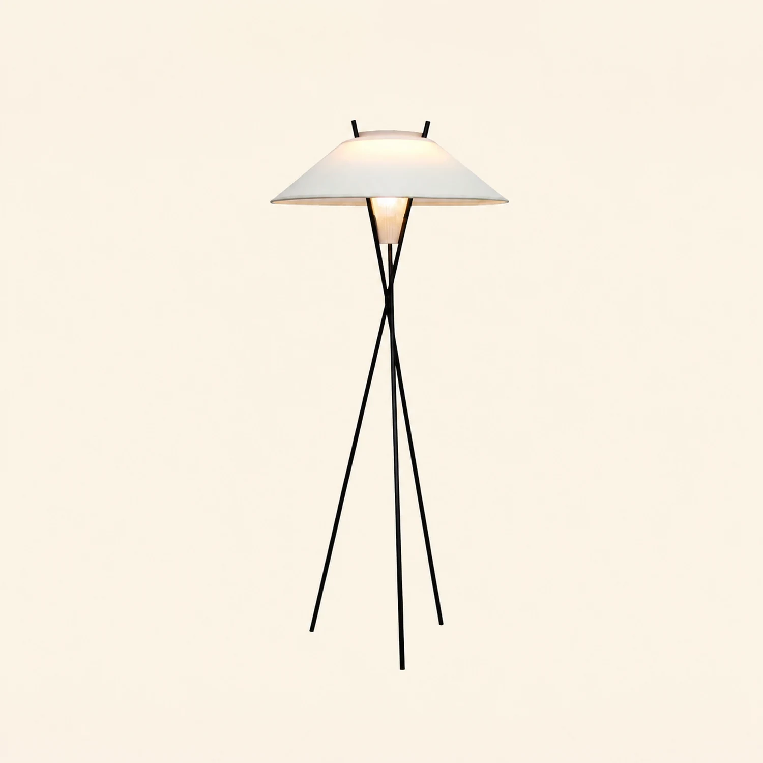Carins Modern Tripod Metal/Fabric Floor Lamp, White - Lumpaz